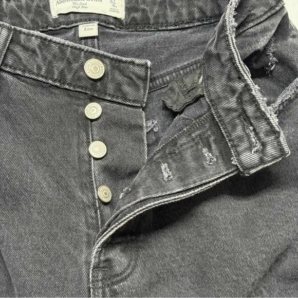 Abercrombie & Fitch Dad High Rise Curve Love Jeans Women’s 27/4S Black Straight - Picture 6 of 11